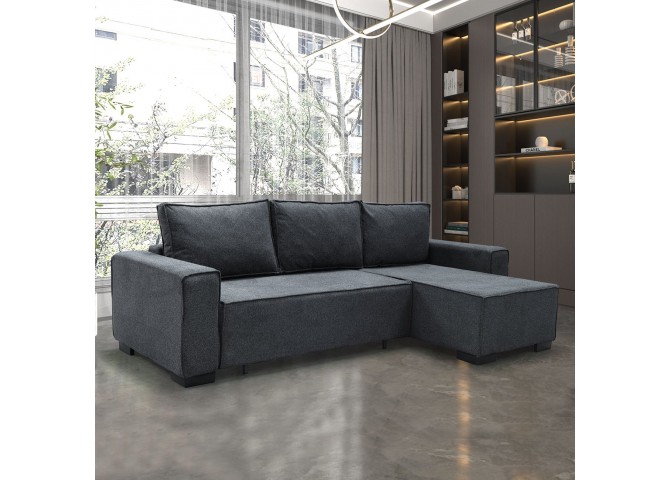 LONDON Corner Sofa-Bed / Fabric Anthracite