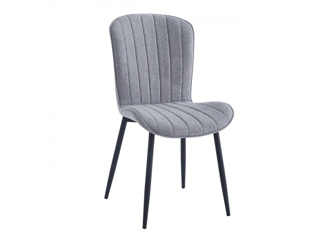 KELLY Chair Black Metal/Grey Mini Boucle Fabric