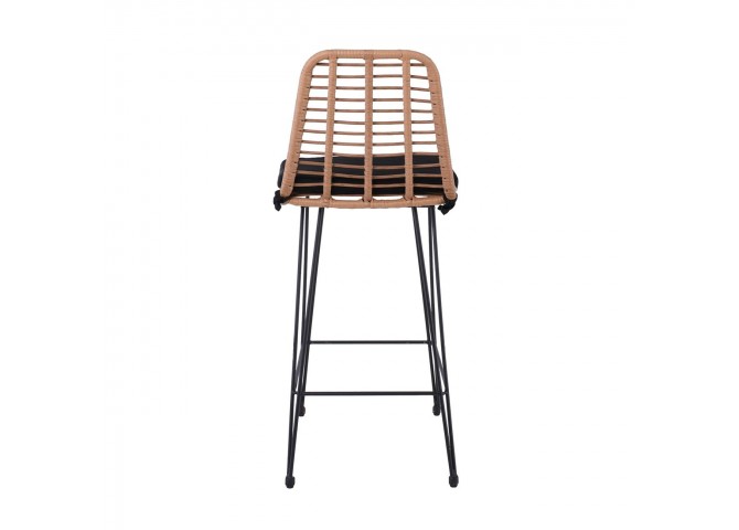 SALSA Bar Stool-Pro with Cushion (Metal Black/Wicker Natural)