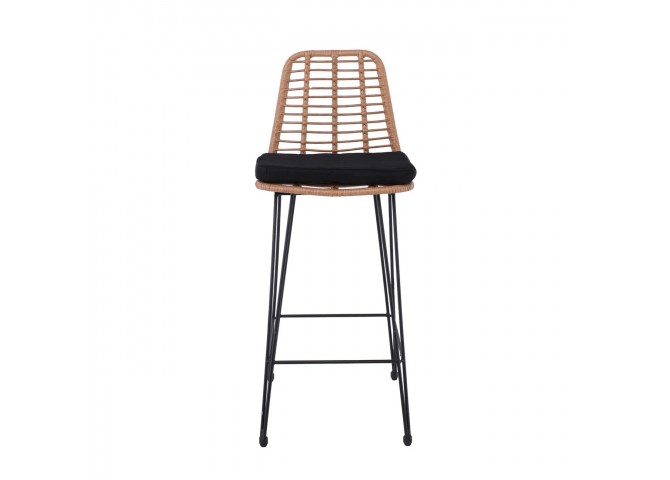 SALSA Bar Stool-Pro with Cushion (Metal Black/Wicker Natural)