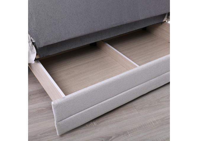 CAMAL Sofa-Bed with Storage 2-Seater / Fabric Light Grey