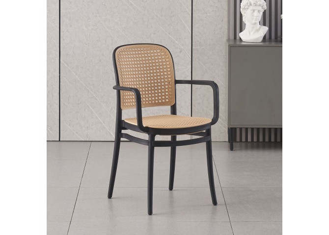 FLORENCE Stacking Armchair PP Black/Beige