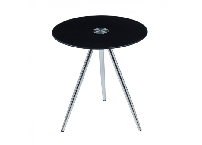 MABEL Side Table D.50xH51cm, Glass Black