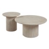 COLLIN Set-2 Coffee Tables D.50cm+D.80cm MDF Natural Stone
