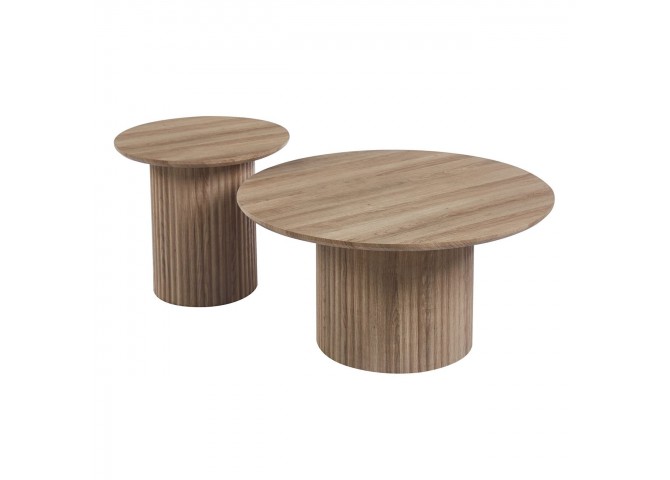 COLLIN Set-2 Coffee Tables D.50cm+D.80cm MDF Sonoma