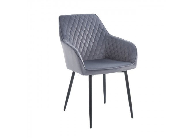 LILA Armchair Metal Black/Fabric Velure Grey