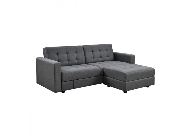 JACKSON Sofabed & Storage Corner Dark Grey Fabric