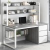 PC Metal Desk 3 Drawers/3 Shelves 120x50x74/147cm White/Grey