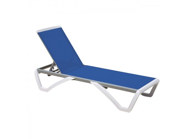 SUMMER K/D Sunlounger ALU, PP White, Textilene Blue