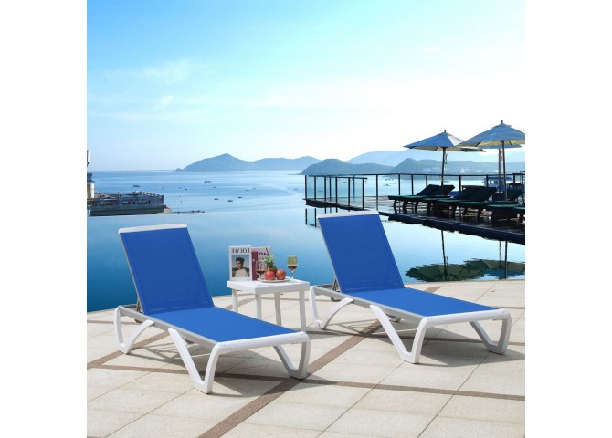 SUMMER K/D Sunlounger ALU, PP White, Textilene Blue