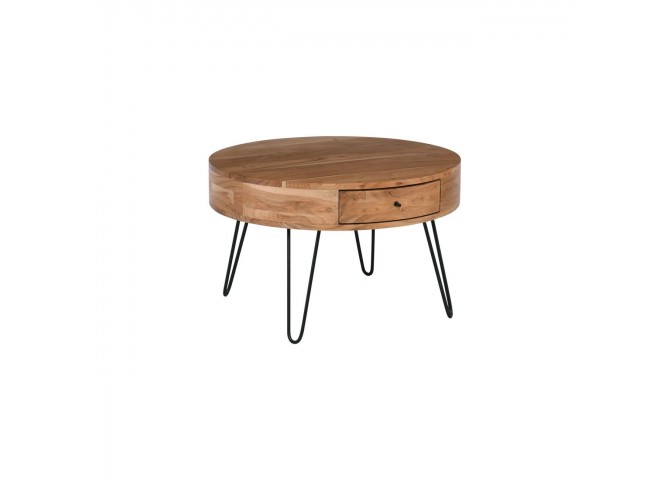KARIM-W Coffee Table d.70x42 Acacia Natural Finish (Black Paint)