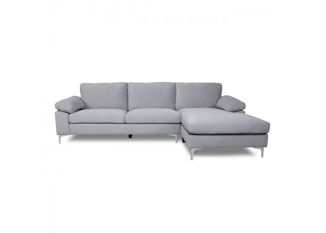 ALEX Corner Sofa Fabric Grey Velure (Left Sitting Chaise)