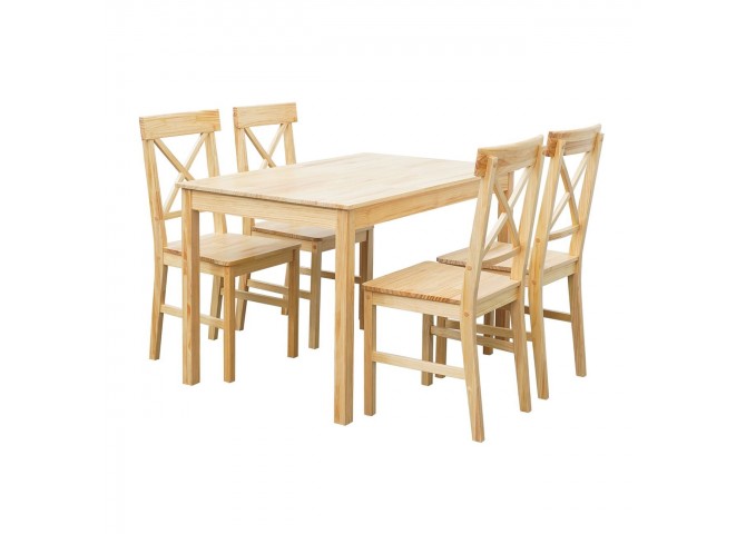 DAILY Set K/D (Table 118x74+4 Chairs) Natural Pine