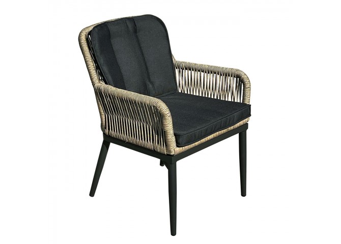 ALLEY Armchair Alu Anthracite/Wicker Natural/Cushions Anthracite