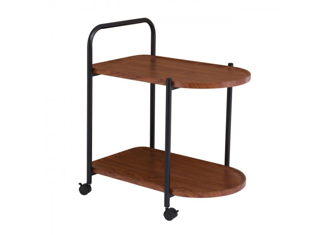 TROLLEY 60x38x65cm Walnut/Metal Black