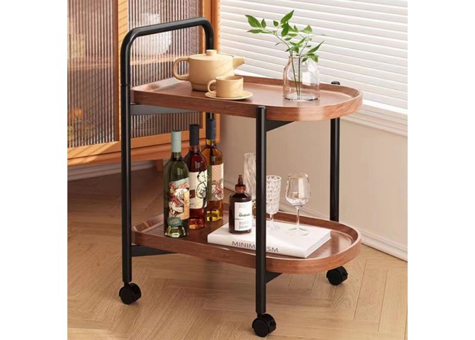 TROLLEY 60x38x65cm Walnut/Metal Black