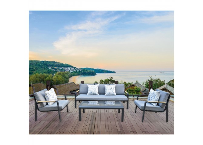 LATINO Set (4pcs) Alu Black/Cushions Grey