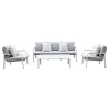 LATINO Set (4pcs) Alu White/Cushions Light Grey