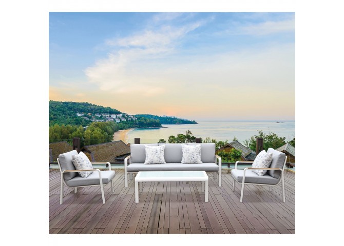 LATINO Set (4pcs) Alu White/Cushions Light Grey