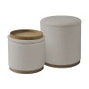 MATIC Set-2 Storage Stool-Side Table Teddy Cream Fabric