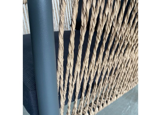 GASBA Set (4pcs) Alu Anthracite/Rope Wicker Natural/Cushions Dark Grey