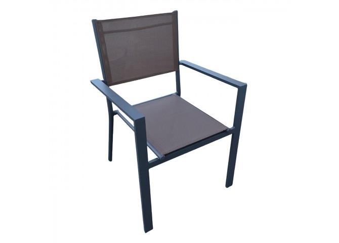 AMIRAL Armchair Alu Anthracite/Textilene Cappuccino