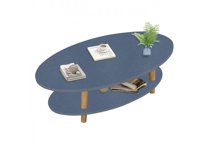FINE Coffee Table (with shelf) 100x50x43cm Grey/Natural