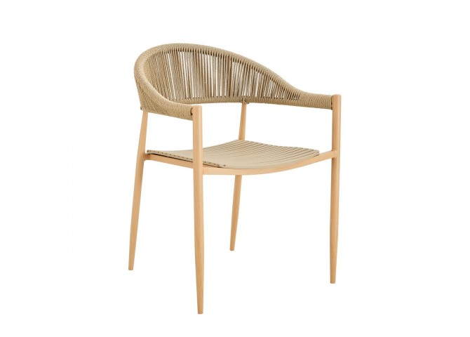 MALTA Armchair Metal Natural/PP-UV Beige/Rope Wicker Natural