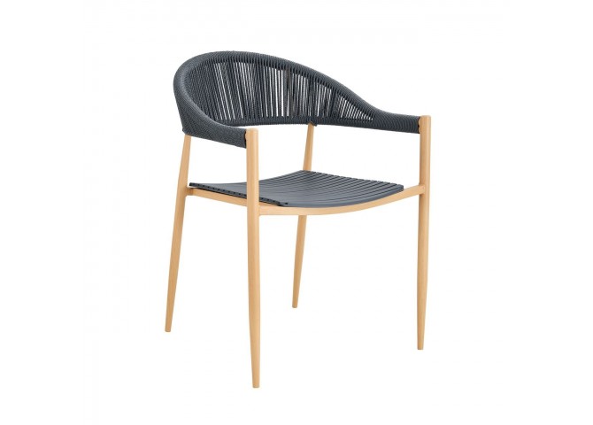 MALTA Armchair Metal Natural/PP-UV Grey/Rope Wicker Grey