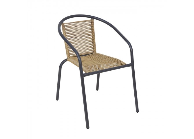 MIKA Armchair Metal Anthracite/PE Rattan Natural