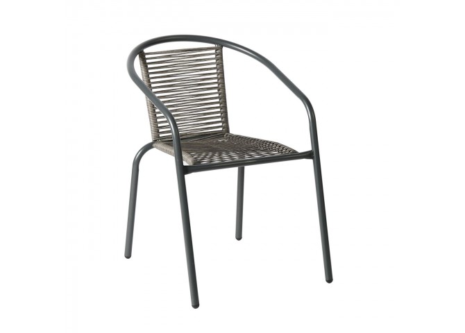 MIKA Armchair Metal Anthracite/PE Rattan Grey
