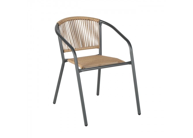 PATTY Armchair Metal Anthracite/PE Rattan Natural