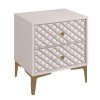 LANA Bedside 2-Drawers 50x40x60cm Ecru, front Quilted Pu