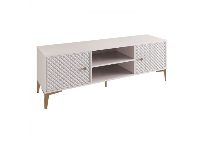 LANA TV Board 140x40x50cm Ecru, front Quilted Pu