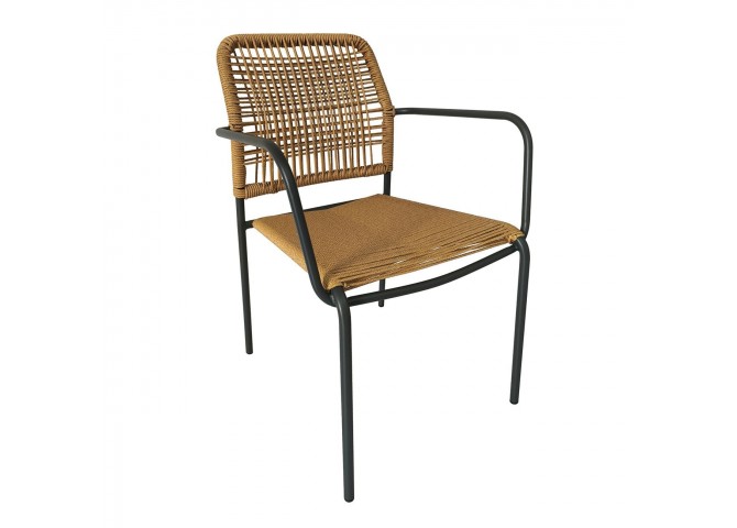 LUIGI Armchair Metal Anthracite/Rope Wicker Natural