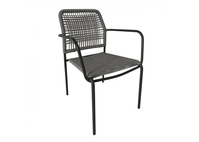 LUIGI Armchair Metal Anthracite/Rope Wicker Grey