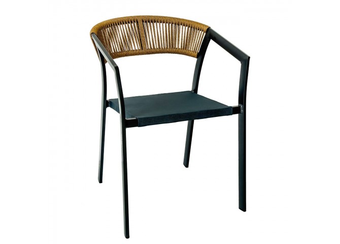 PARMA Armchair Alu Anthracite/Rope Wicker Natural
