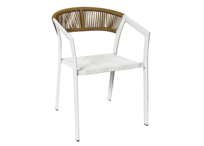 PARMA Armchair Alu White/Rope Wicker Natural