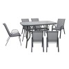 RIO Set (Table 160x90cm+6 Armchairs) Metal Dark Grey/Text.Grey