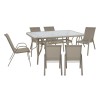RIO Set (Table 150x90cm+6 Armchairs) Metal Beige/Textilene Beige