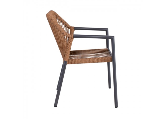 DINA Armchair Alu Anthracite/Rope Wicker Natural