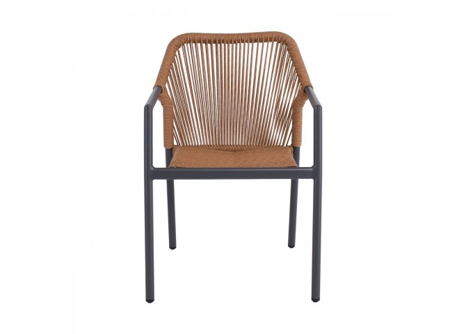 DINA Armchair Alu Anthracite/Rope Wicker Natural