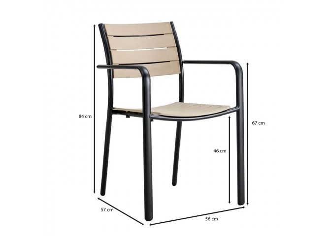 SAGA Armchair Metal Black/PP-UV Tortora
