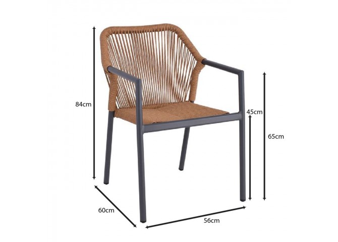 DINA Armchair Alu Anthracite/Rope Wicker Natural