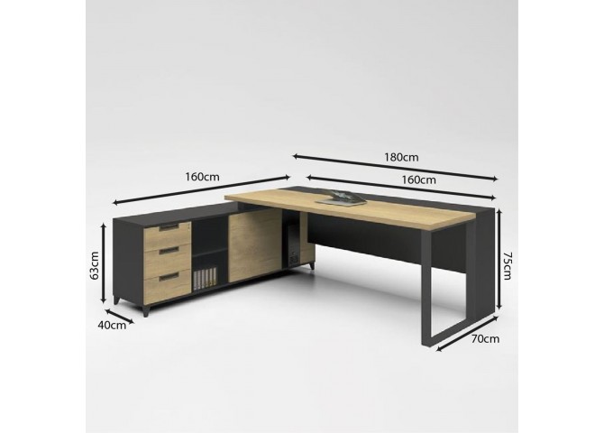 Γραφείο Αναστρέψιμο 180x160cm Sonoma/Γκρι