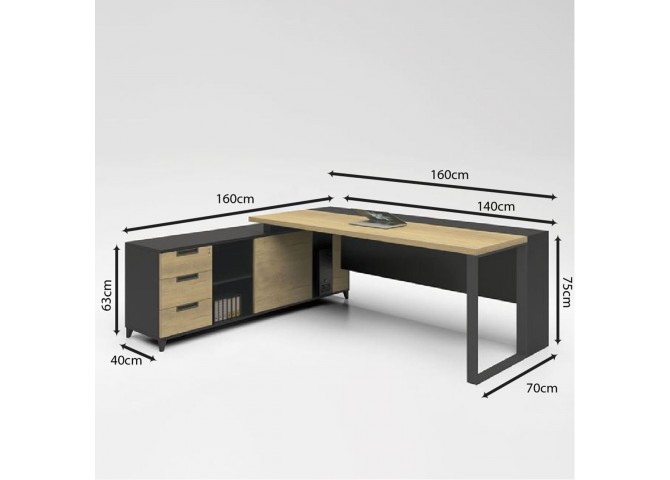 Γραφείο Αναστρέψιμο 160x160cm Sonoma/Γκρι