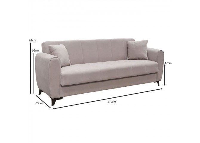 JEROM Sofa-Bed with Storage 3-Seater / Fabric Cappuccino