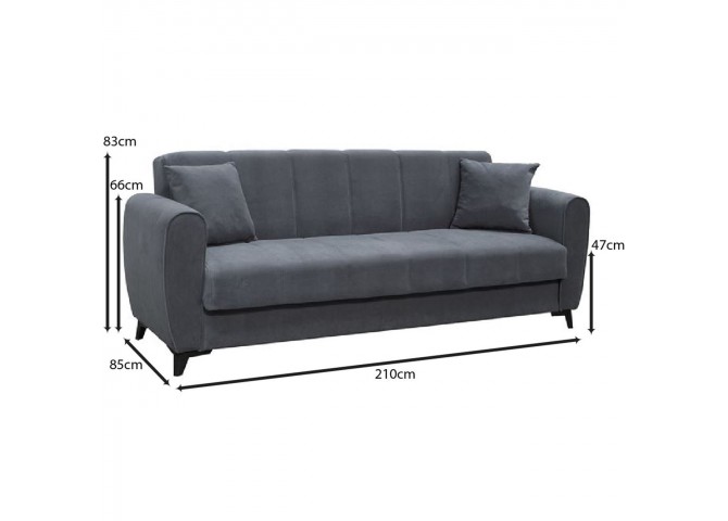 JEROM Sofa-Bed with Storage 3-Seater / Fabric Anthracite