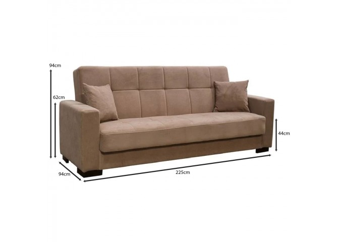 CARSON Sofa-Bed with Storage 3-Seater / Fabric Brown