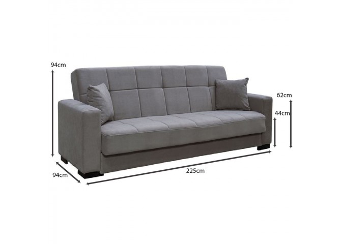 CARSON Sofa-Bed with Storage 3-Seater / Fabric Grey
